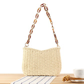 Fashionable straw bag with chain strap LoungeYard