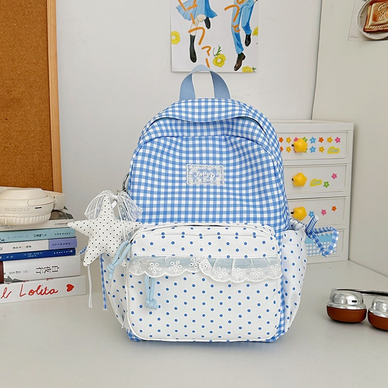 Stylish Gingham Pattern Backpack LoungeYard — product view 6