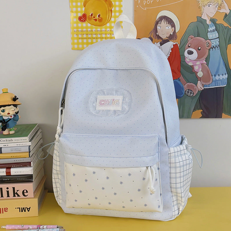 Cute Polka Dot Patterned Casual Backpack LoungeYard — product view 6