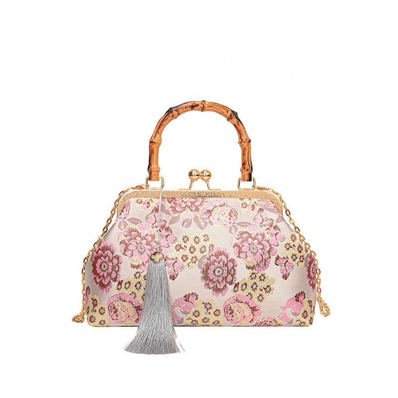 Elegant Floral Satin Handbag — product view 2