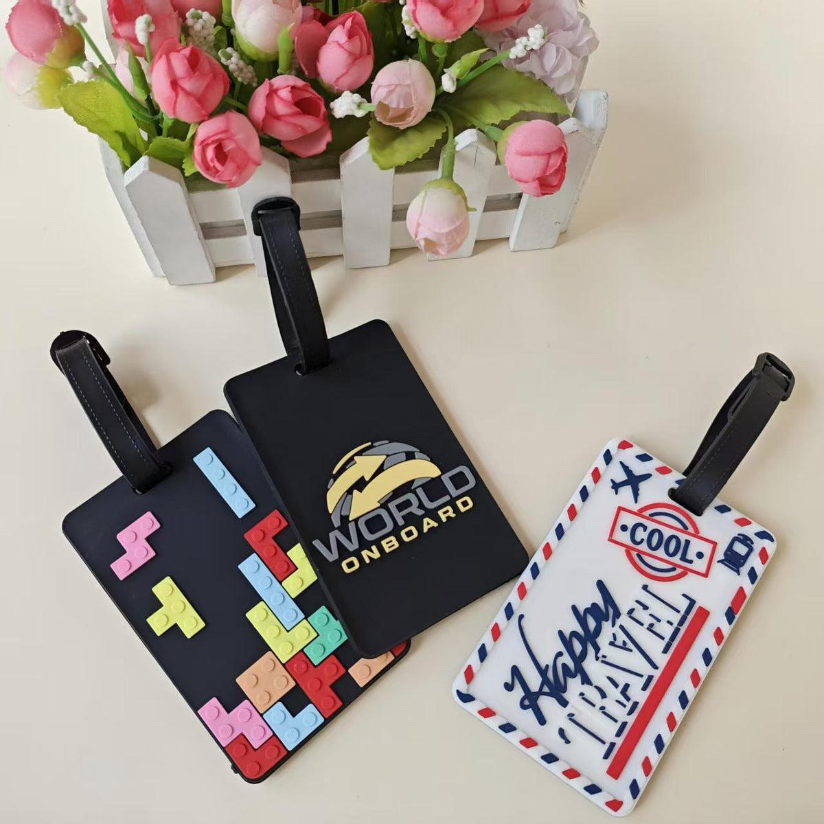 Unisex luggage tag in creative Tetris design LoungeYard — product view 2