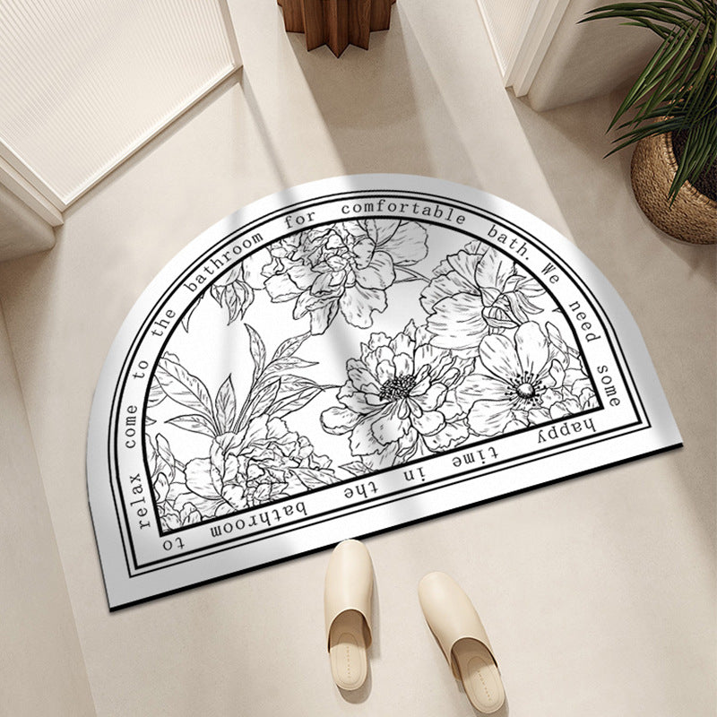 Vintage-Inspired Floral Half-Moon Bath Mat — product view 7