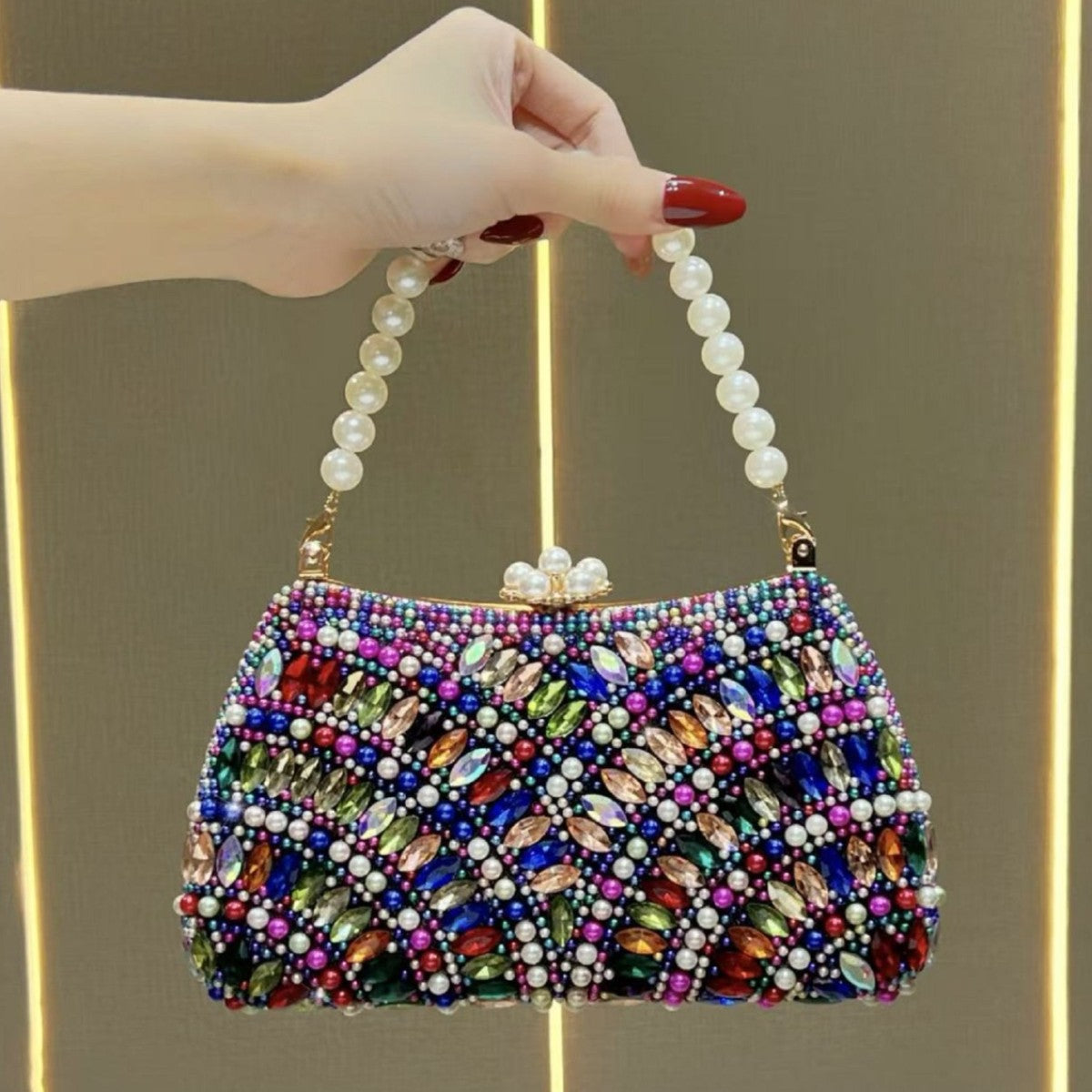 Decorative Pearl-Studded Evening Handbag — product view 5