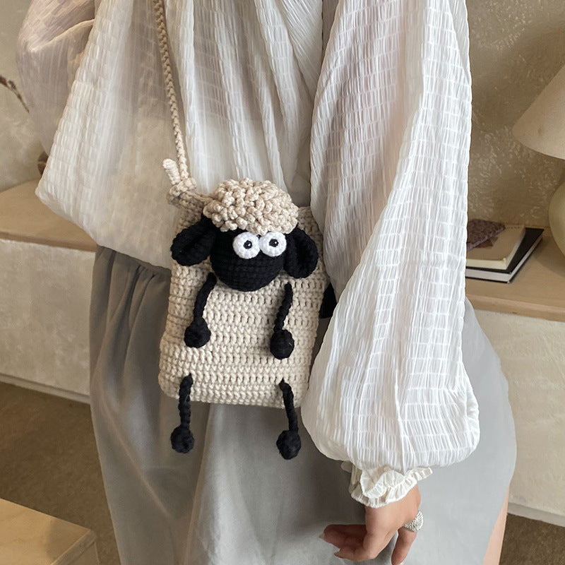 Cute Sheep-Themed Crochet Mini Backpack — product view 3