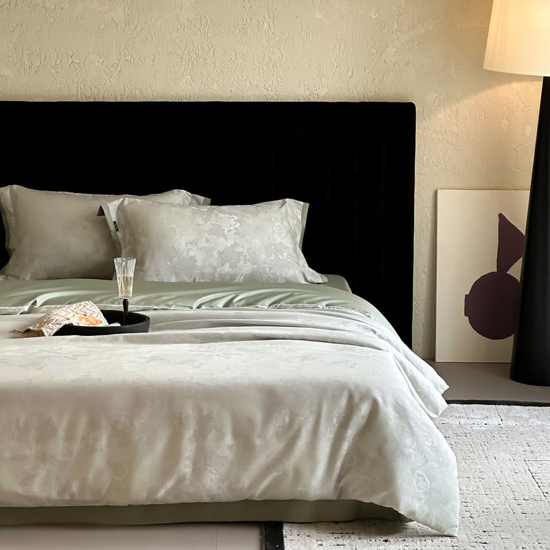 Luxurious satin bedding set with subtle floral jacquard — product view 6