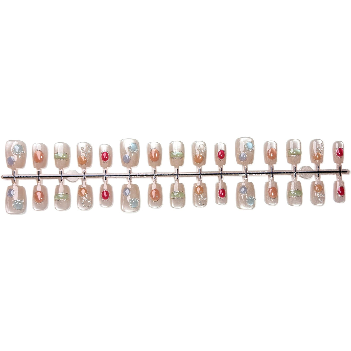 Decorative Press-On Nail Art Set with Gem Accents 1790745972 — product view 5