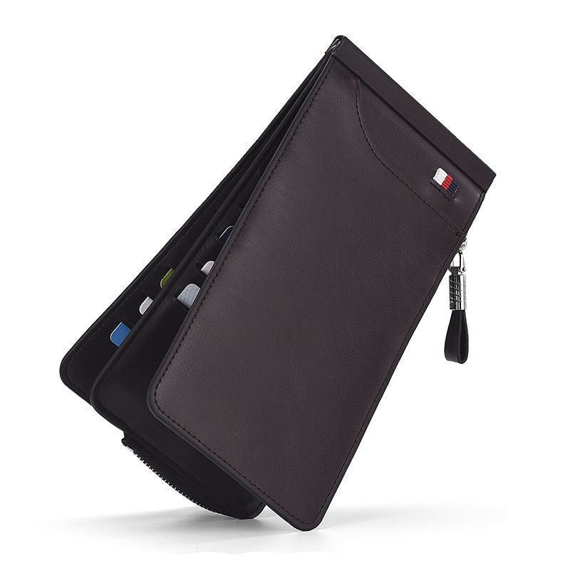 RFID-Blocking Zippered Leather Card Holder LoungeYard — product view 3