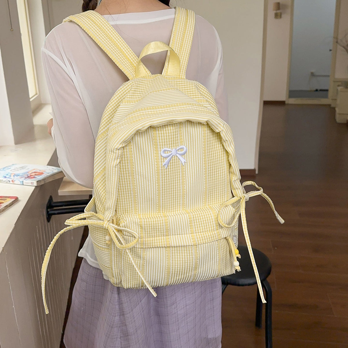 Cute Decorative Bow-Embellished Backpack LoungeYard — product view 1