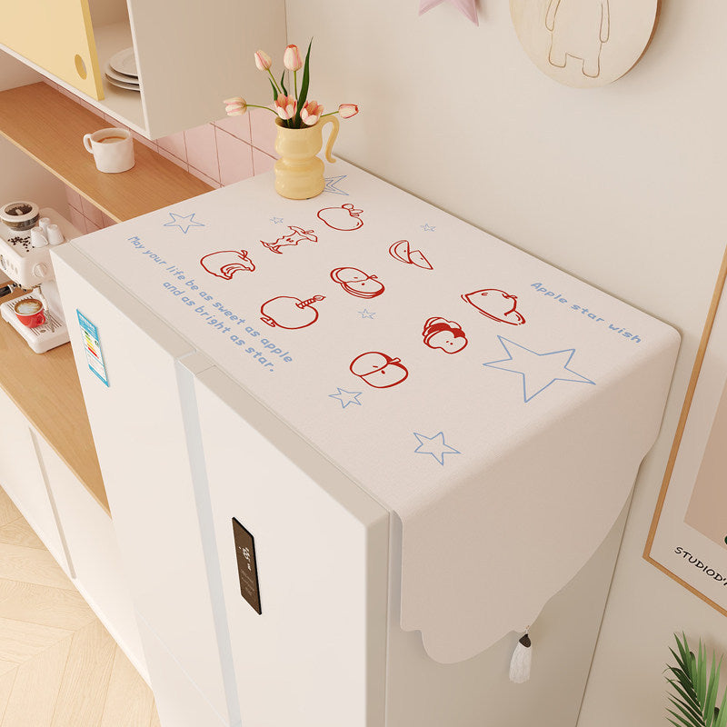 Decorative Refrigerator Top Dust Cover with Scalloped Edge and Tassel — product view 6
