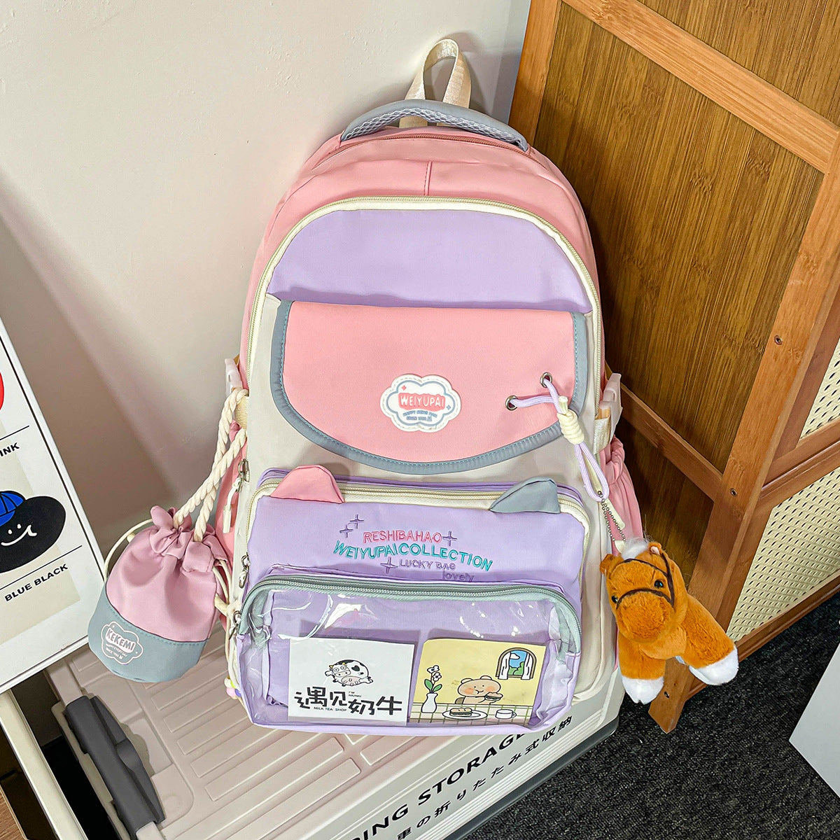 Cartoon-Themed Multi-Pocket Backpack — product view 3
