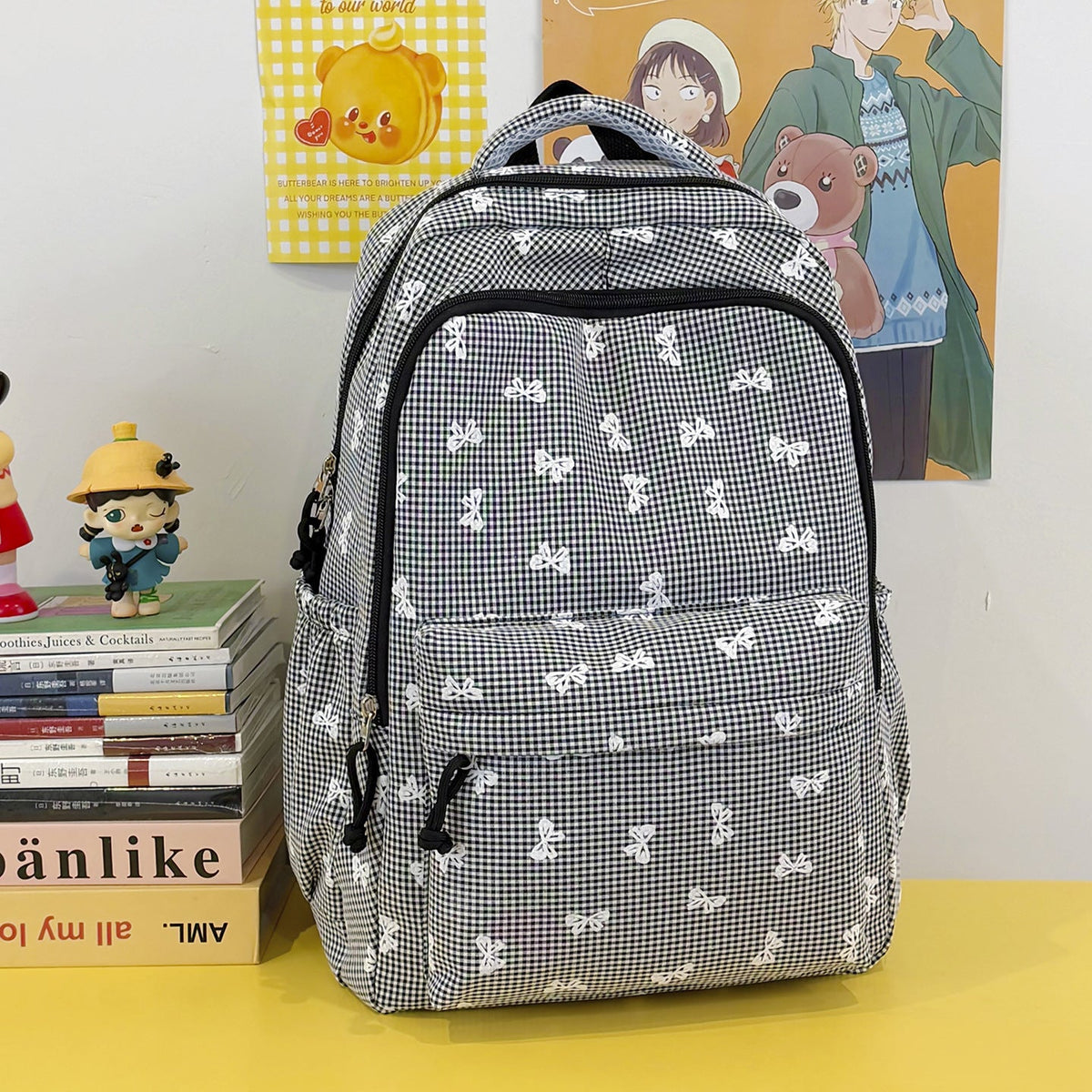 Cute Bow-Embellished Casual Backpack LoungeYard — product view 6
