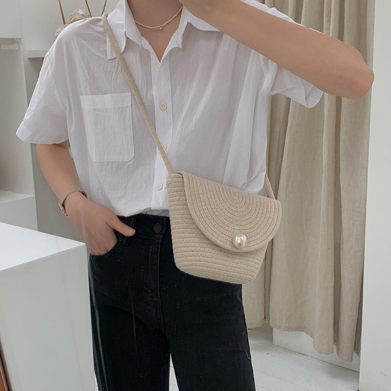 Shoulder bag with elegant pearl closure LoungeYard — product view 4