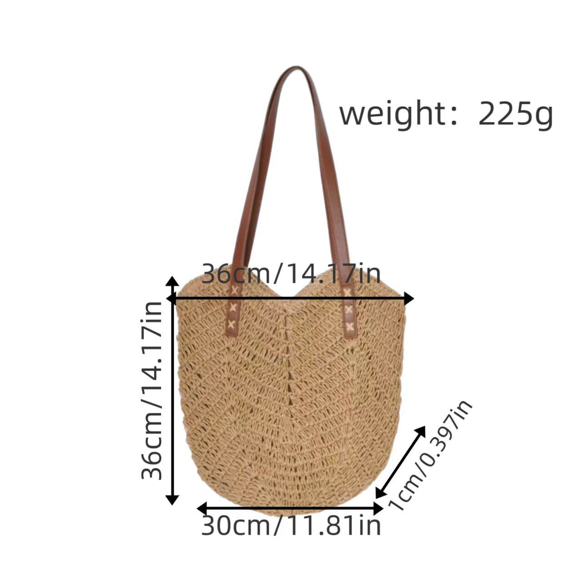 Handbag Made of Woven Natural Material with Elegant Carry Handles LoungeYard — product view 2