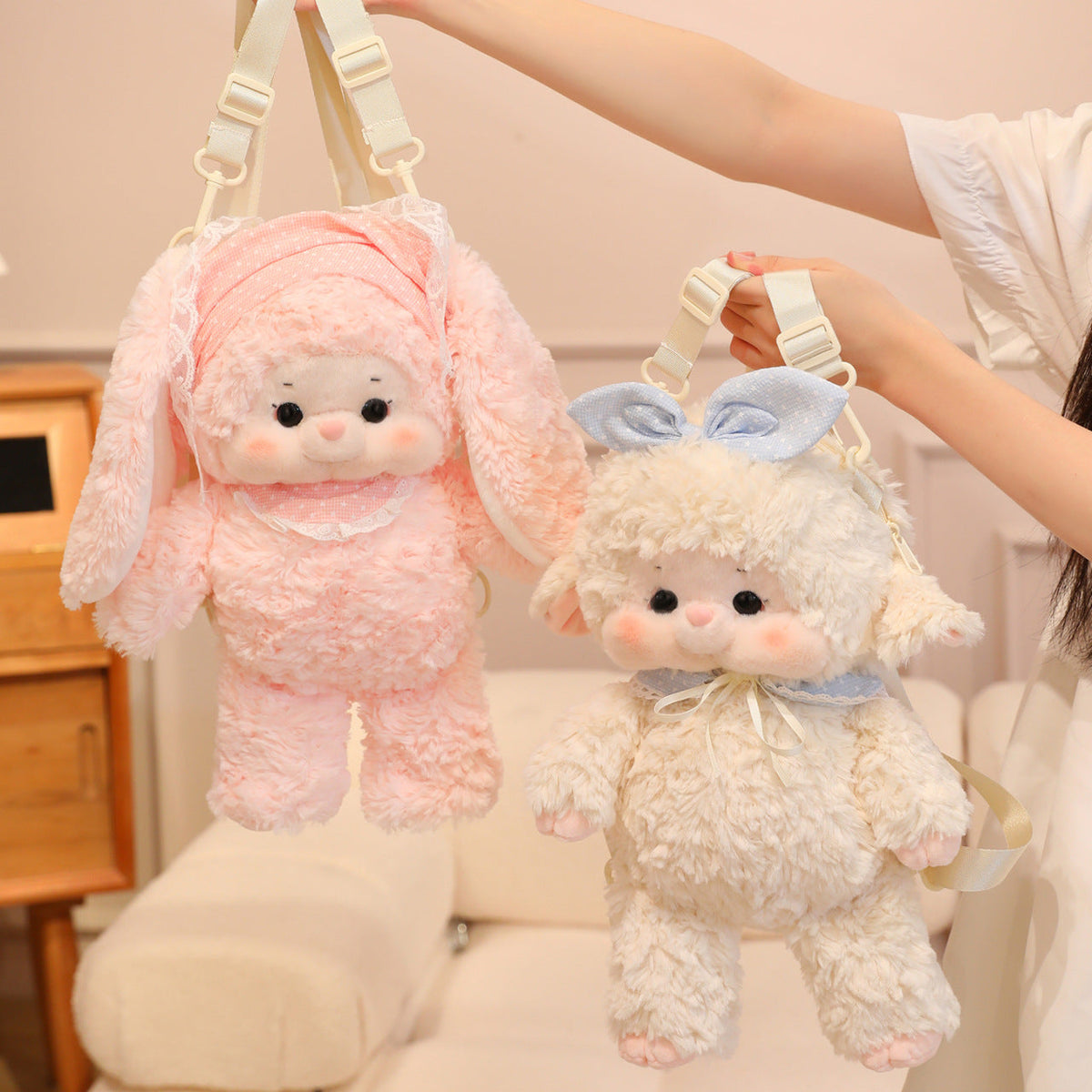 Plush Backpack in Cute Rabbit Design LoungeYard — product view 1