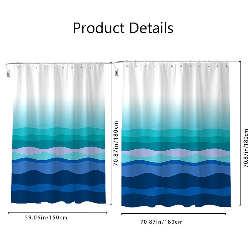 Gradient Wave Pattern Shower Curtain LoungeYard — product view 3