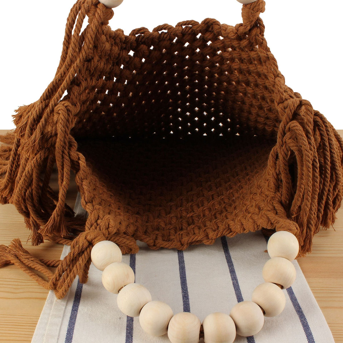 Creative crochet handbag with decorative fringes LoungeYard — product view 6