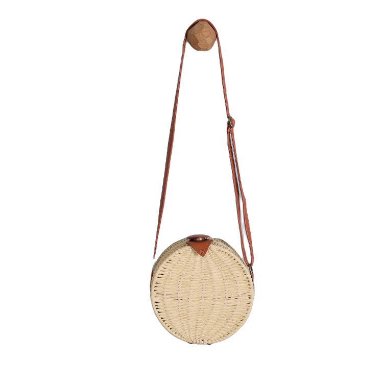 Round basket bag with leather accents LoungeYard — product view 6