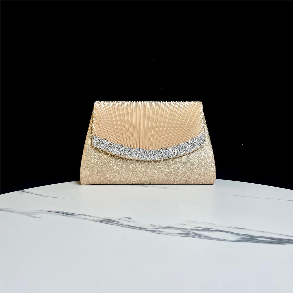 Pleated Satin Evening Clutch — product view 6
