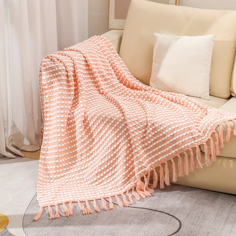 Women's Structured Throw Blanket with Fringes LoungeYard — product view 7