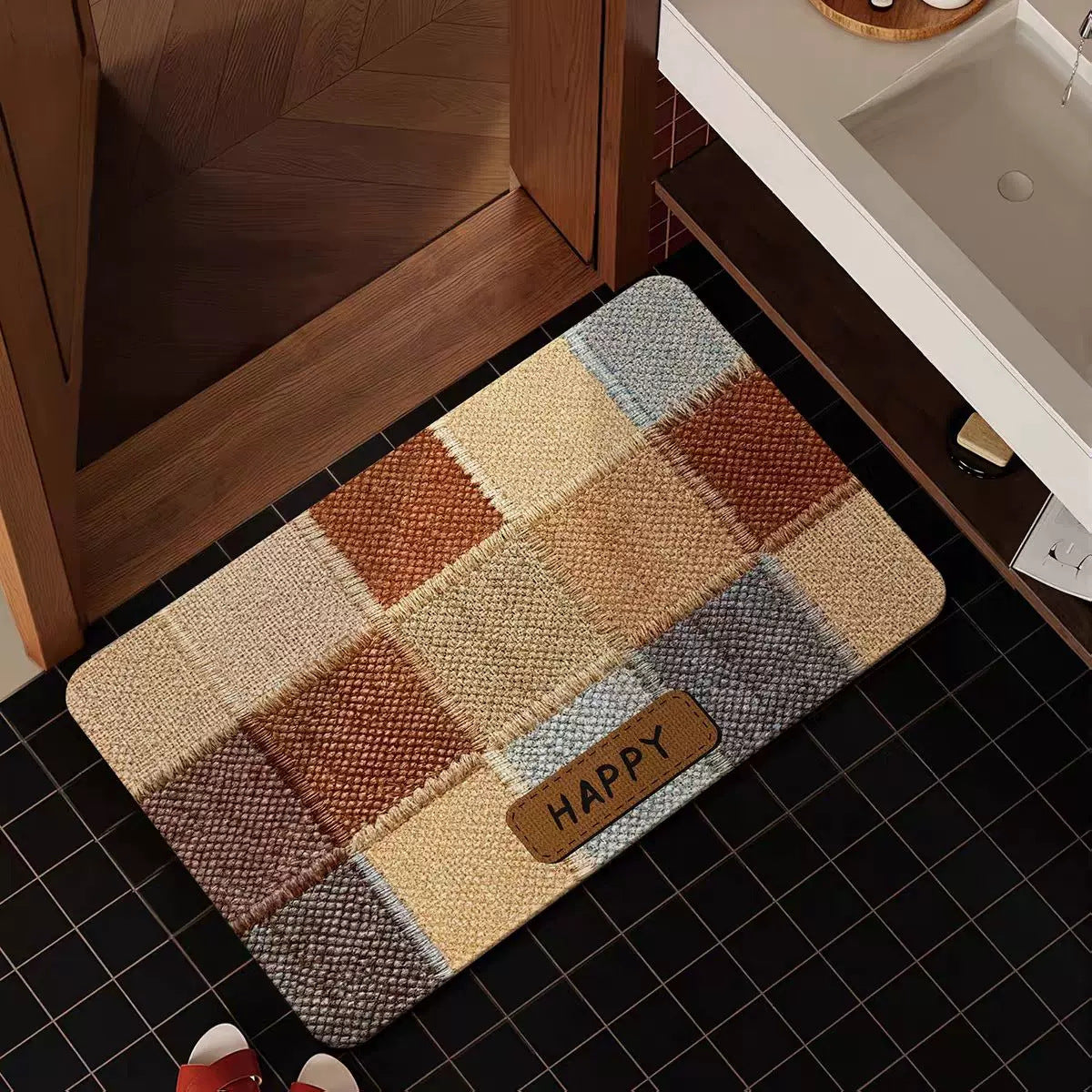 Cozy Patchwork Bath Mat Bowlift — product view 4