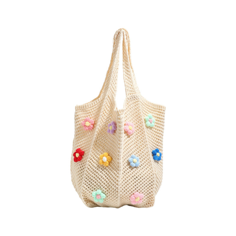 Floral Patterned Crochet Tote Bag LoungeYard — product view 6