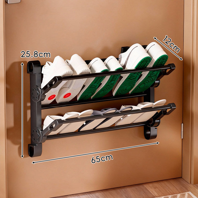 Over-Door Adjustable Two-Tier Angled Shoe Organizer Rack — product view 2
