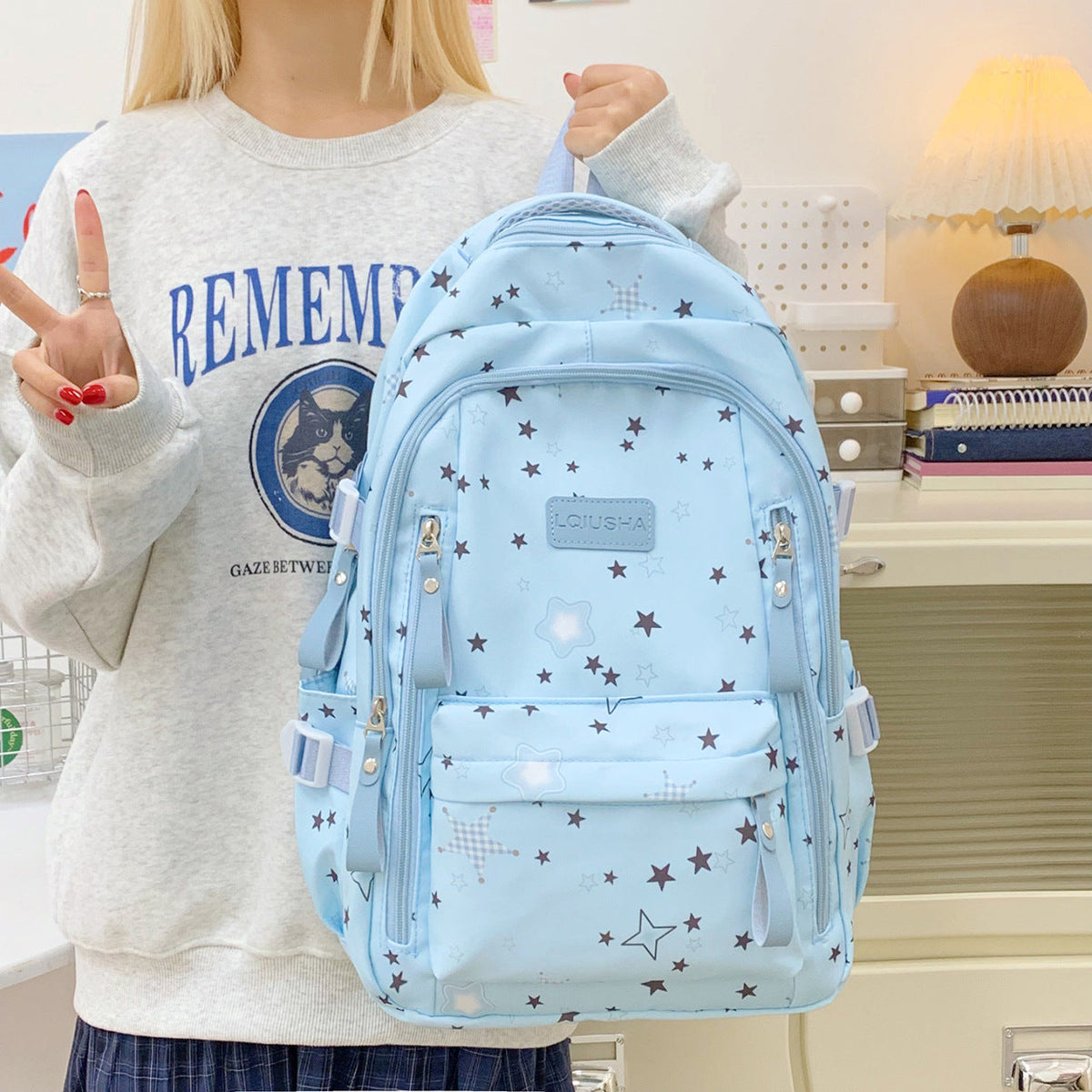 Star-Patterned Durable Backpack — product view 5