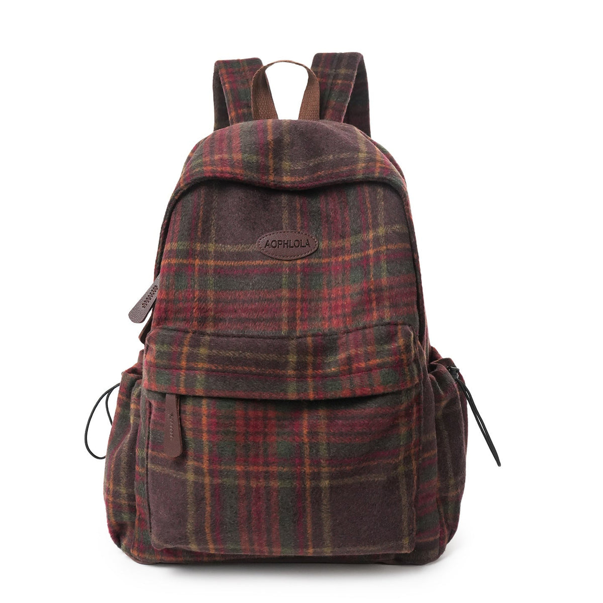 Cozy Plaid Patterned School Backpack LoungeYard — product view 3