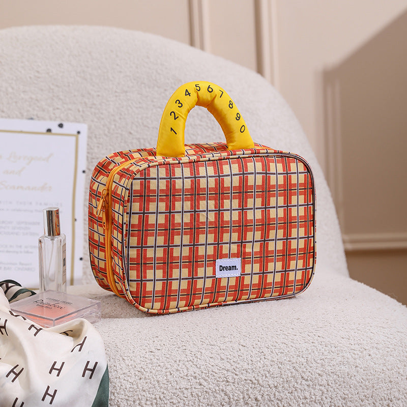 Stylish Checkered Makeup Storage Case LoungeYard — product view 2