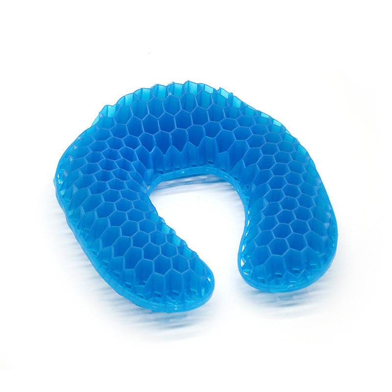 Unisex ergonomic U-shaped gel neck pillow with honeycomb structure LoungeYard — product view 1