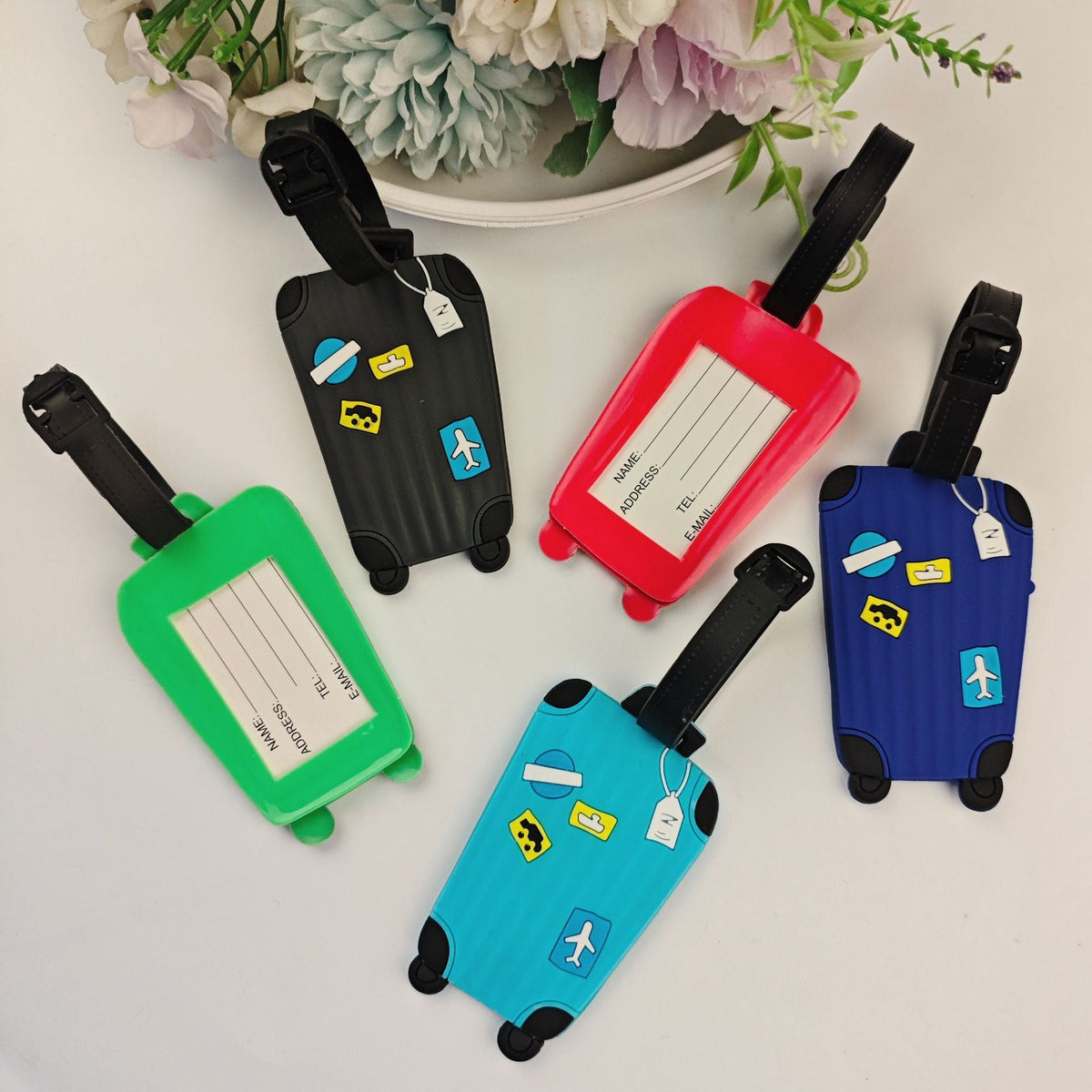 Unisex luggage tag in playful suitcase design LoungeYard — product view 4