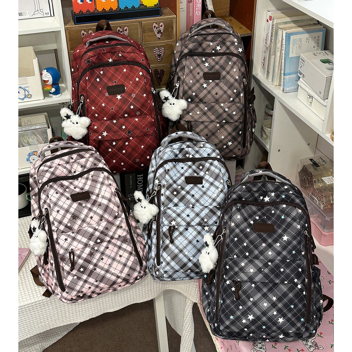 Plaid Patterned Backpack LoungeYard — product view 4
