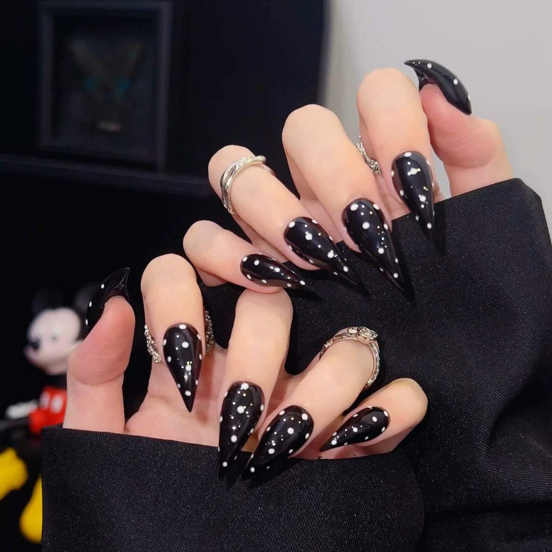 Spiked Stiletto Press-On Nail Set with Gem Accents — product view 1