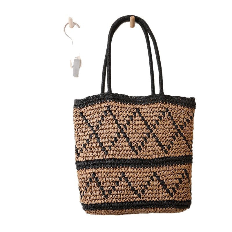 Handcrafted wicker bag with geometric pattern LoungeYard — product view 5