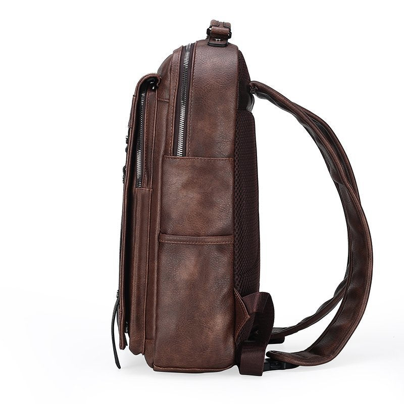 Premium Vintage Leather Backpack LoungeYard — product view 4
