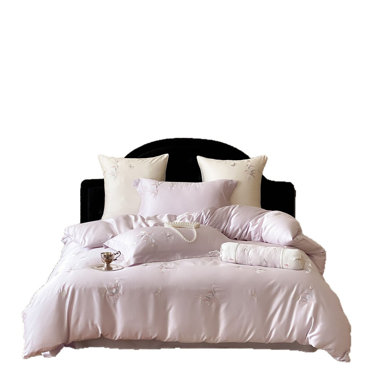 Luxurious satin bedding set with fine embroidery — product view 5