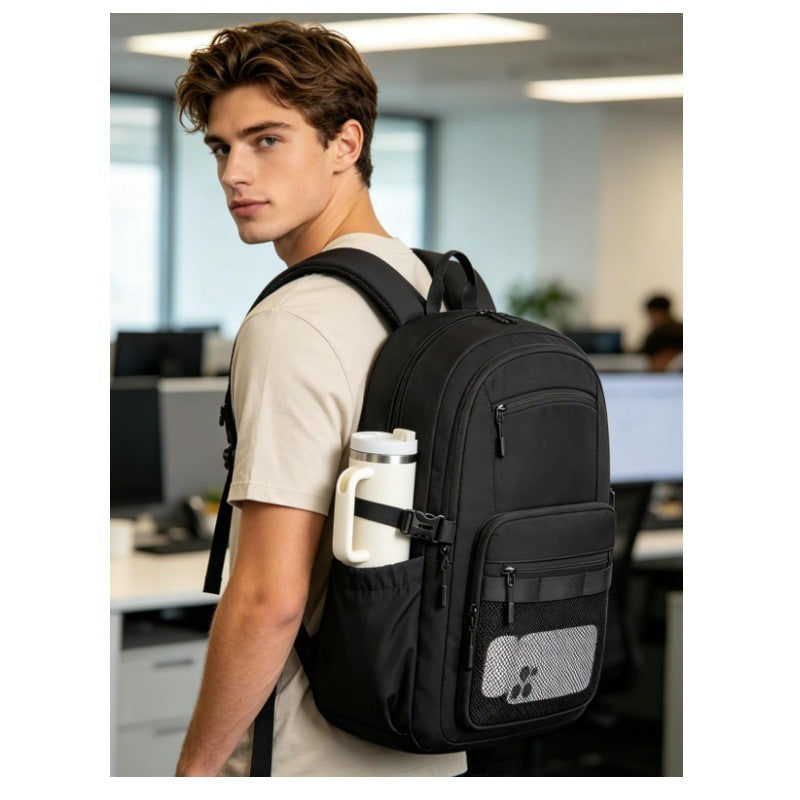 Everyday backpack with practical bottle holder LoungeYard — product view 2