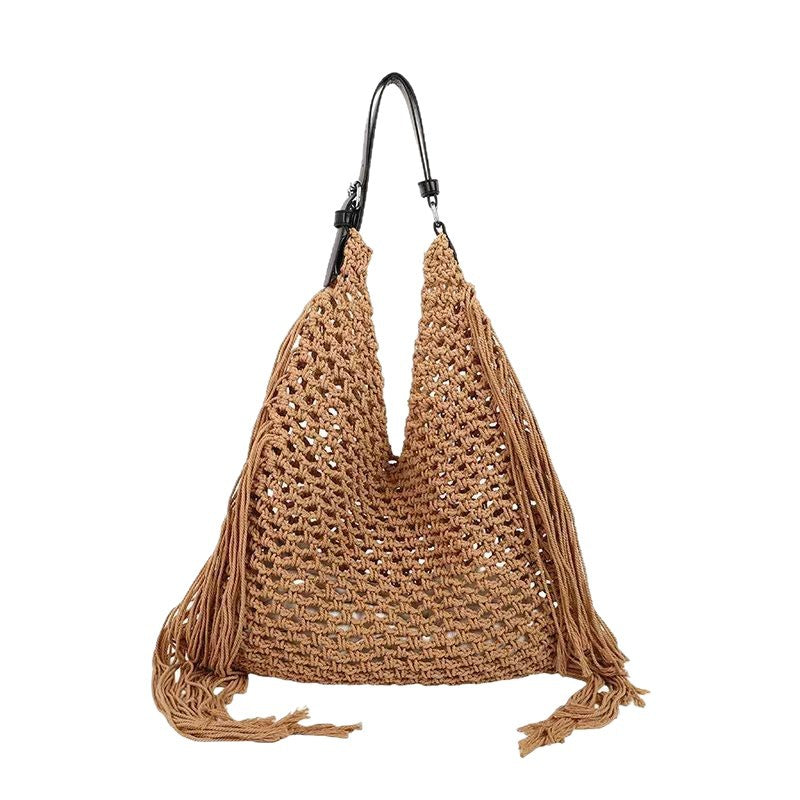 Structured beach bag with fringe details LoungeYard — product view 5