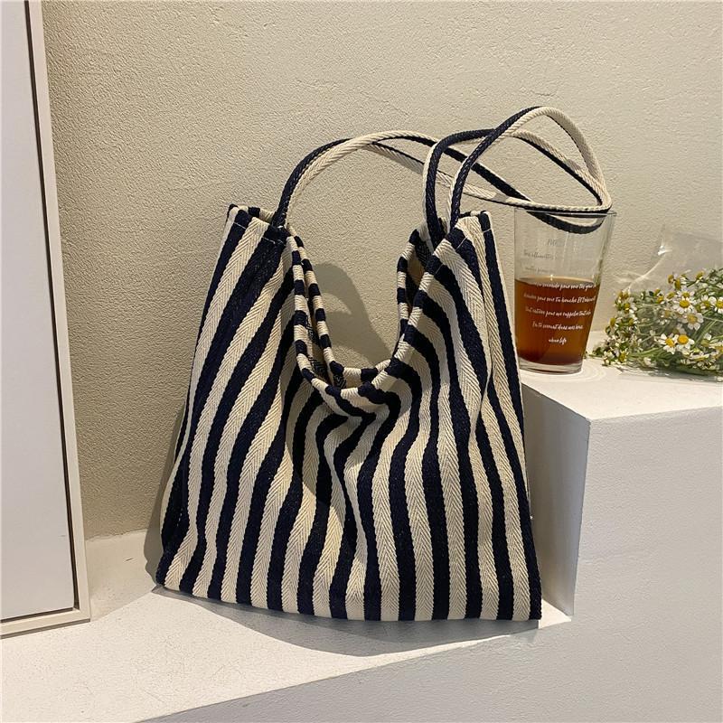 Casual Striped Canvas Tote Bag — product view 5