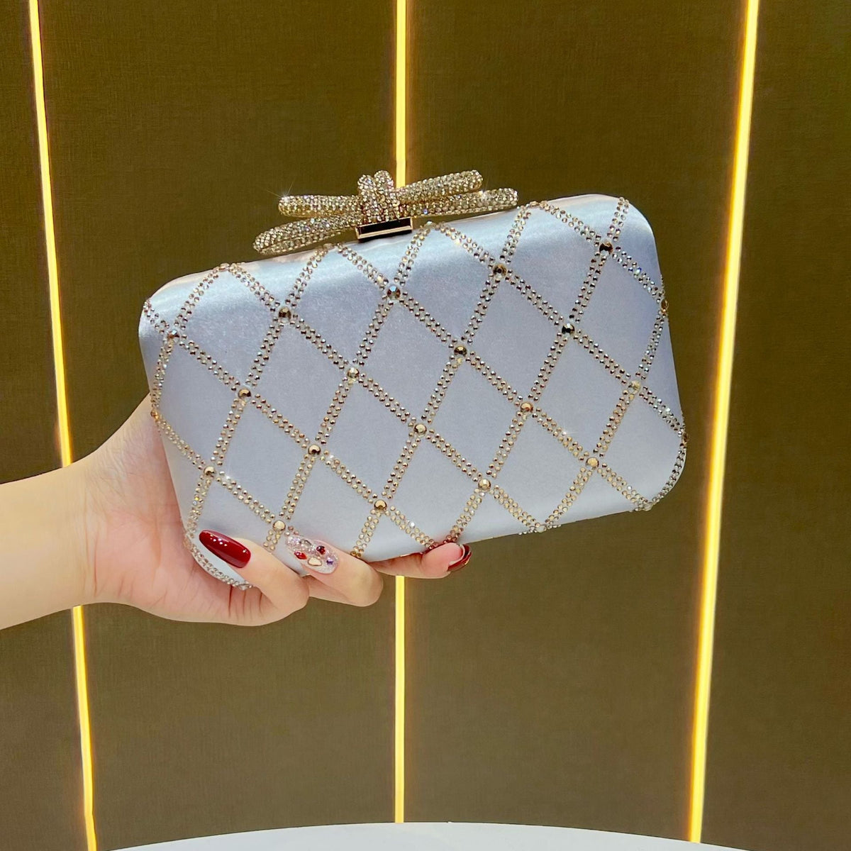 Decorative Rhinestone-Studded Evening Clutch — product view 6