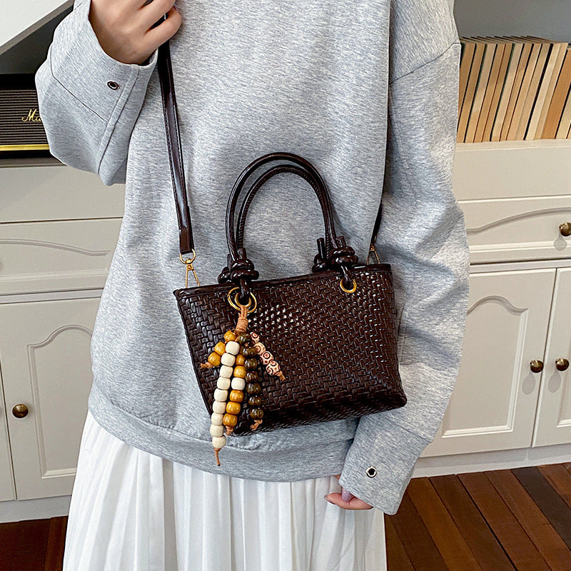 Woven Leather Mini Handbag — product view 1