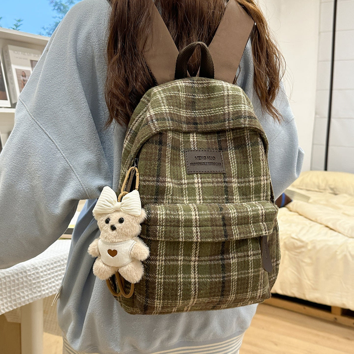 Cozy Plaid Backpack LoungeYard — product view 3