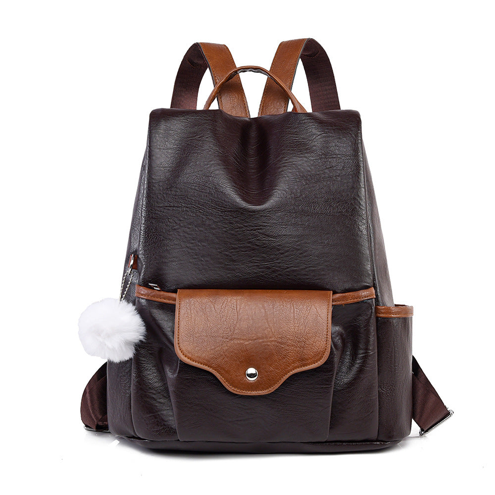 Versatile Casual Faux Leather Backpack — product view 4