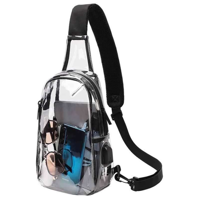 Transparent sling bag with practical multi-pocket design LoungeYard — product view 1