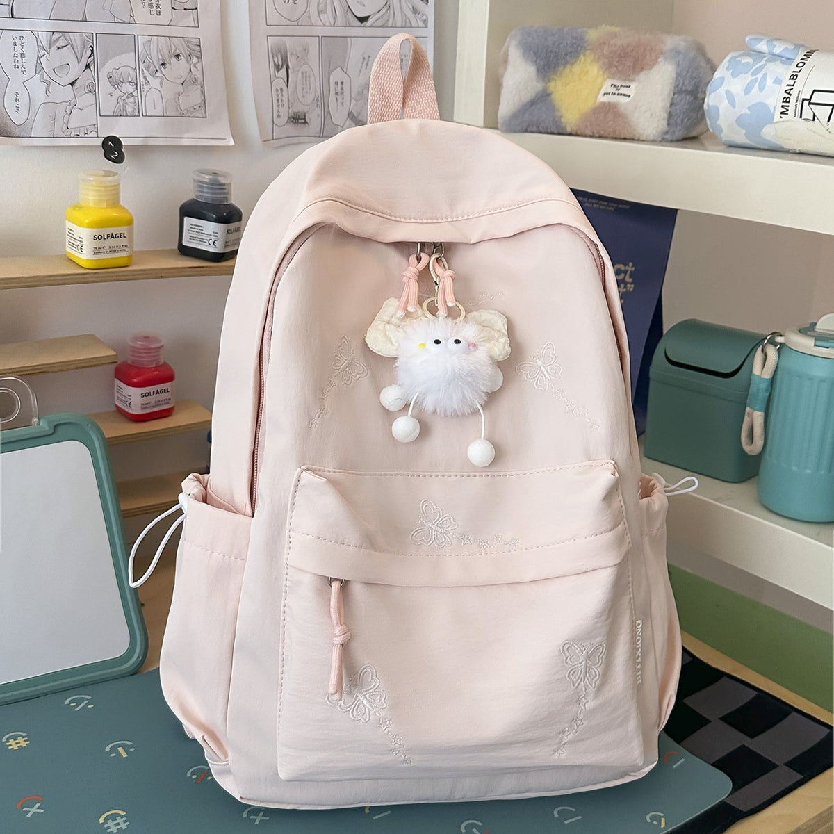 Cute Embroidered Multi-Pocket Backpack LoungeYard — product view 6
