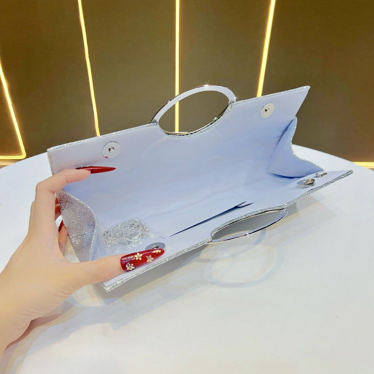 Sparkling Rhinestone-Accented Evening Clutch — product view 3