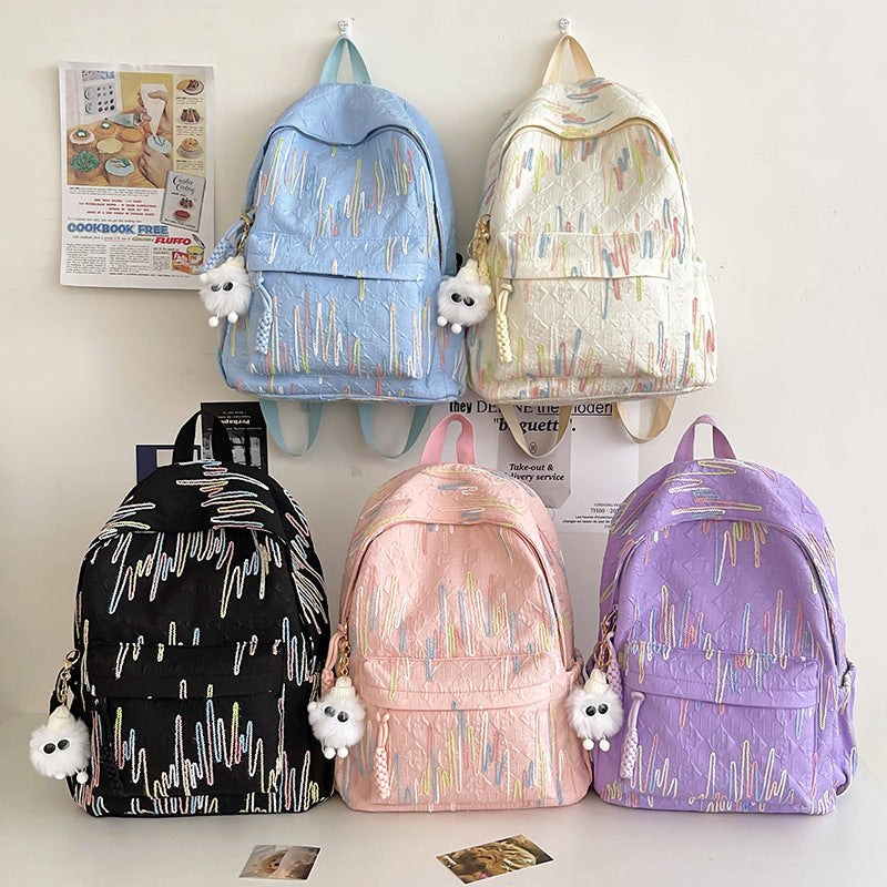 Patterned Backpack with Additional Compartments LoungeYard — product view 3