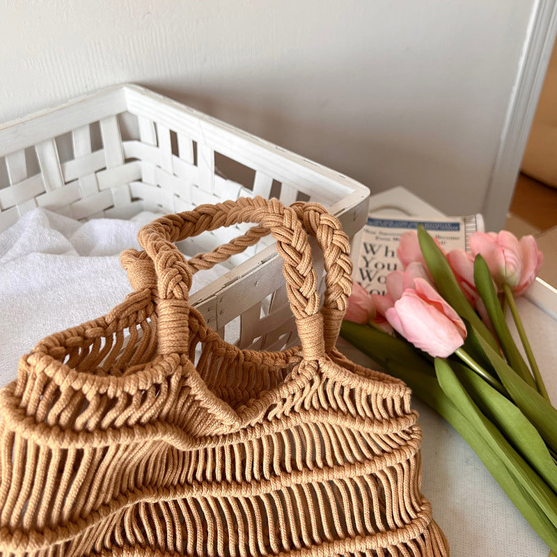 Handmade basket bag with braided design LoungeYard — product view 4