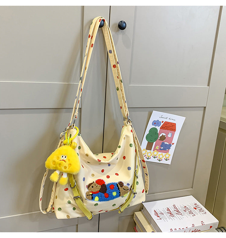 Playful Polka Dot Plush Crossbody Bag LoungeYard — product view 3