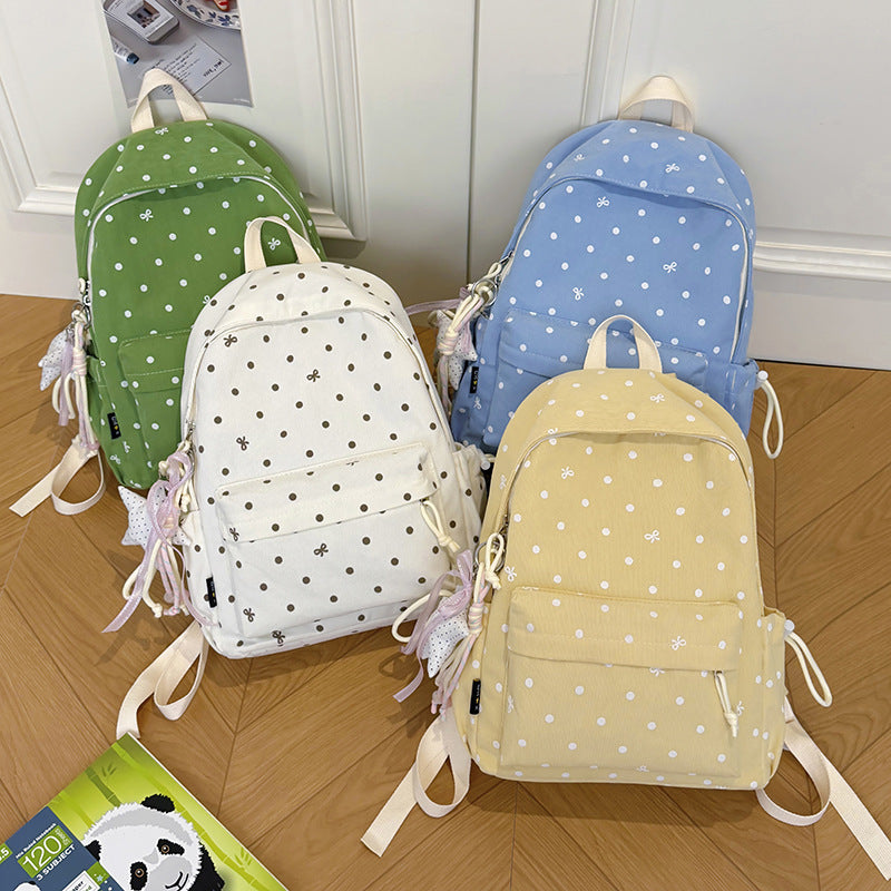 Casual Polka Dot Patterned Backpack LoungeYard — product view 4